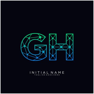 Harf Gh soyut çizgi sanat logo şablonu.