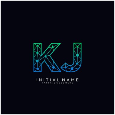 Kj harfi soyut çizgi resim şablonu.