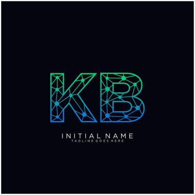 Kb harfi soyut çizgi resim şablonu.