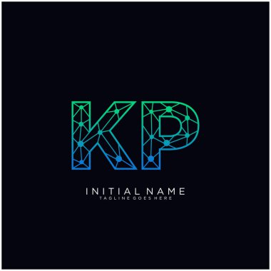 Kp harfi soyut çizgi resim şablonu.