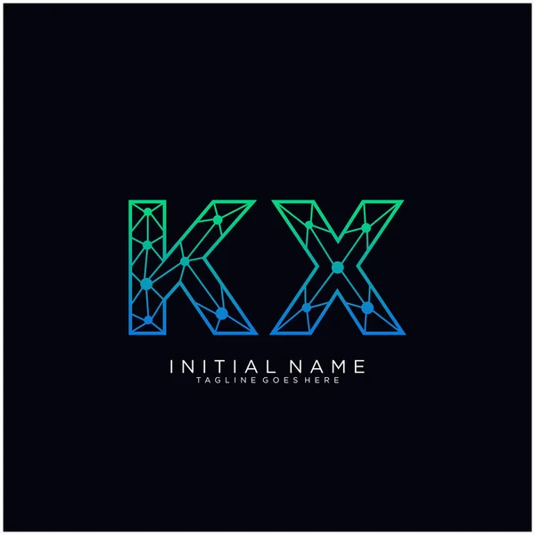 Letter KX abstract line art logo template.