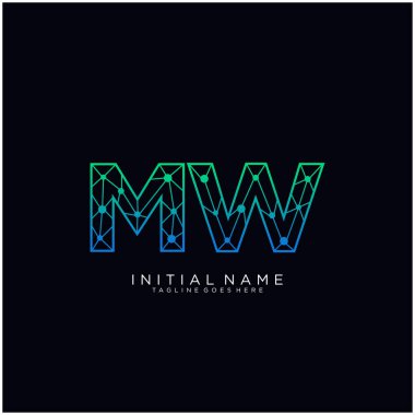 Harf Mw soyut çizgi sanat logo şablonu.