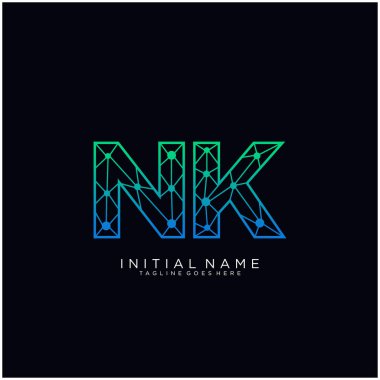 Letter NK abstract line art logo template. clipart