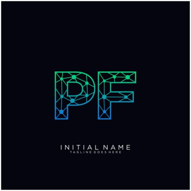 Harf Pf soyut çizgi sanat logo şablonu.