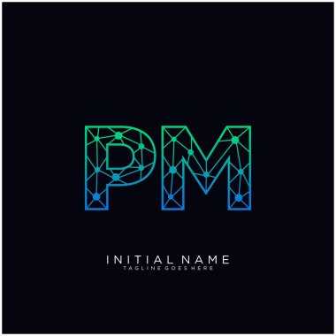Harf Pm soyut çizgi sanat logo şablonu.