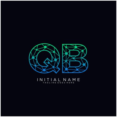 Harf Qb soyut çizgi sanat logo şablonu.