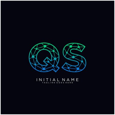 Q harfi soyut çizgi resim şablonu.