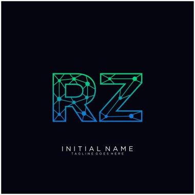 Rz harfi soyut çizgi resim şablonu.