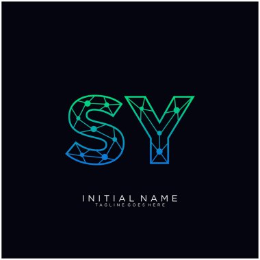 Sy harfi soyut çizgi resim şablonu.