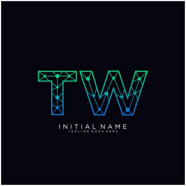 Harf Tw soyut çizgi sanat logo şablonu.