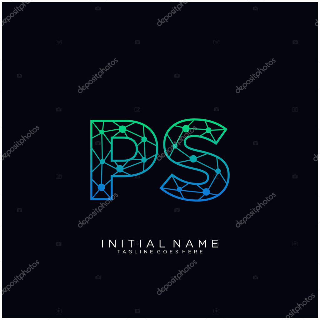 Letter PS abstract line art logo template.