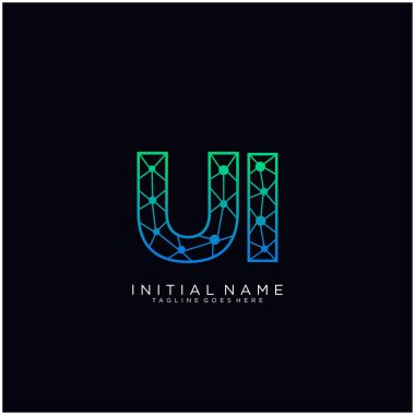 Harf Ui soyut çizgi sanat logo şablonu.