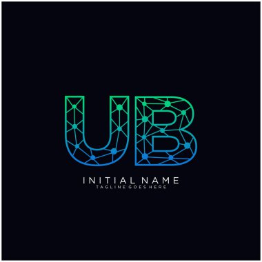 Ub harfi soyut çizgi resim şablonu.