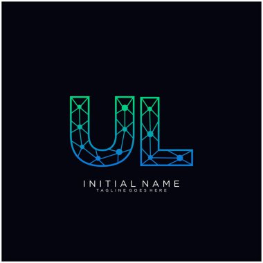 Harf Ul soyut çizgi sanat logo şablonu.