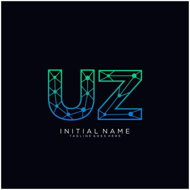 Harf Uz soyut çizgi sanat logo şablonu.