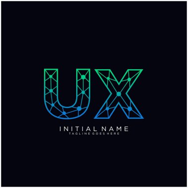 Harf Ux soyut çizgi sanat logo şablonu.