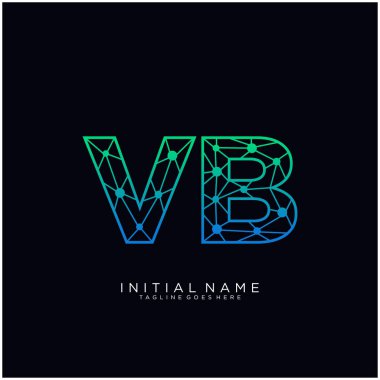 Harf Vb soyut çizgi sanat logo şablonu.