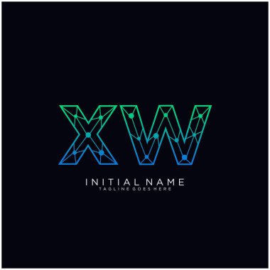 Harf Xw soyut çizgi sanat logo şablonu.