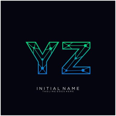 Yz harfi soyut çizgi resim şablonu.