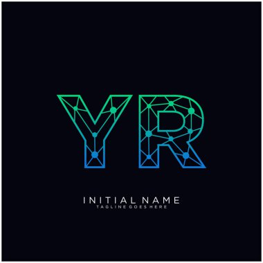 Harf Yr soyut çizgi sanat logo şablonu.