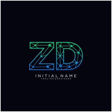 Harf Zd soyut çizgi sanat logo şablonu.