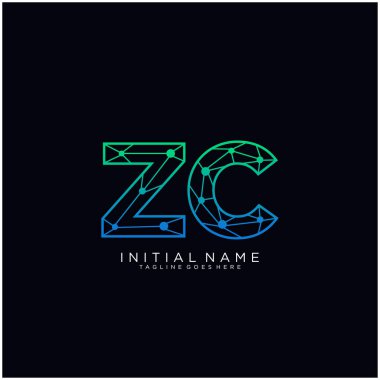 Zc harfi soyut çizgi sanat logo şablonu.