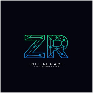 Harf Zr soyut çizgi sanat logo şablonu.