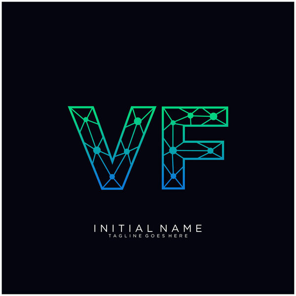 Letter VF abstract line art logo template.