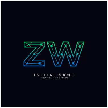 Zw harfi soyut sanat logosu şablonu.