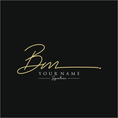 Harf Bm İmza Logo Şablon Vektörü