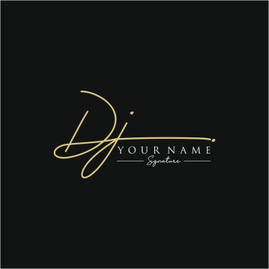 Harf Dj İmza Logo Şablon Vektörü