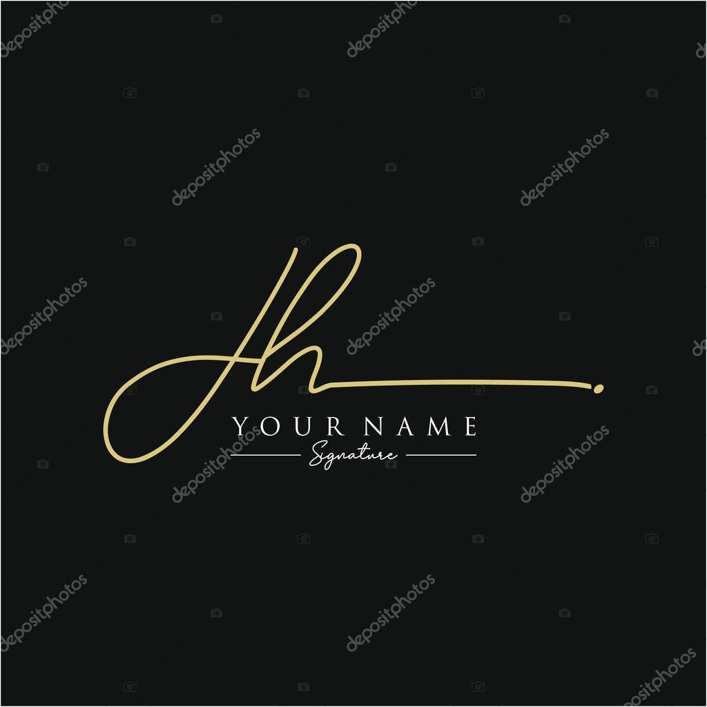 Letter JH Signature Logo Template Vector