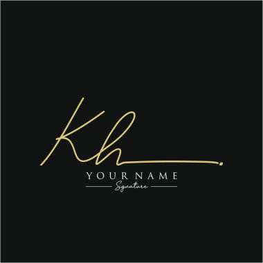 Kh İmzalı Logo Şablon Vektörü