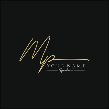 Harf MP İmza Logo Şablonu Vektörü