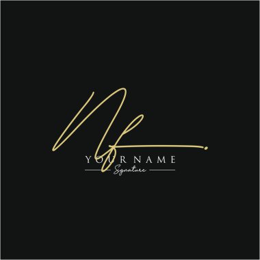 Harf Nf İmza Logo Şablon Vektörü