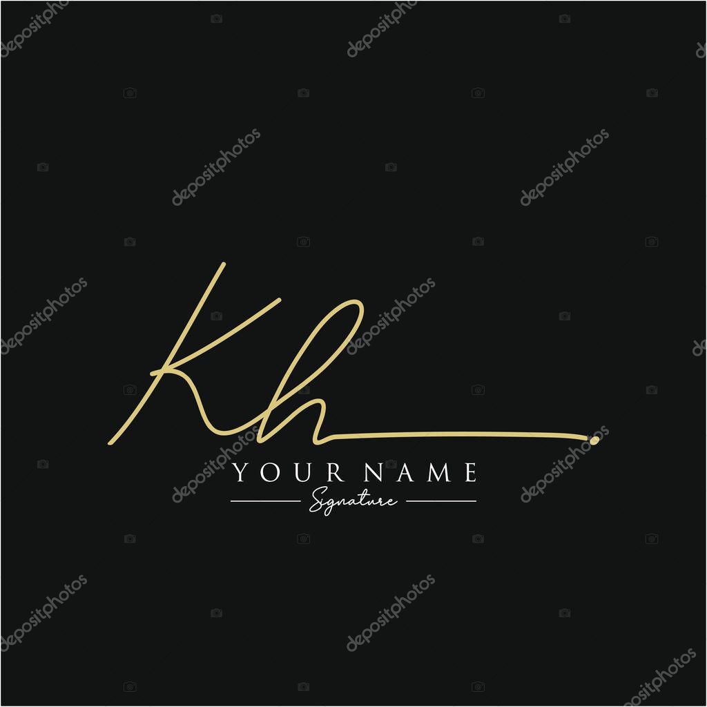 Letter KH Signature Logo Template Vector