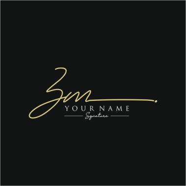 Zm Harfi İmza Logo Şablonu Vektörü