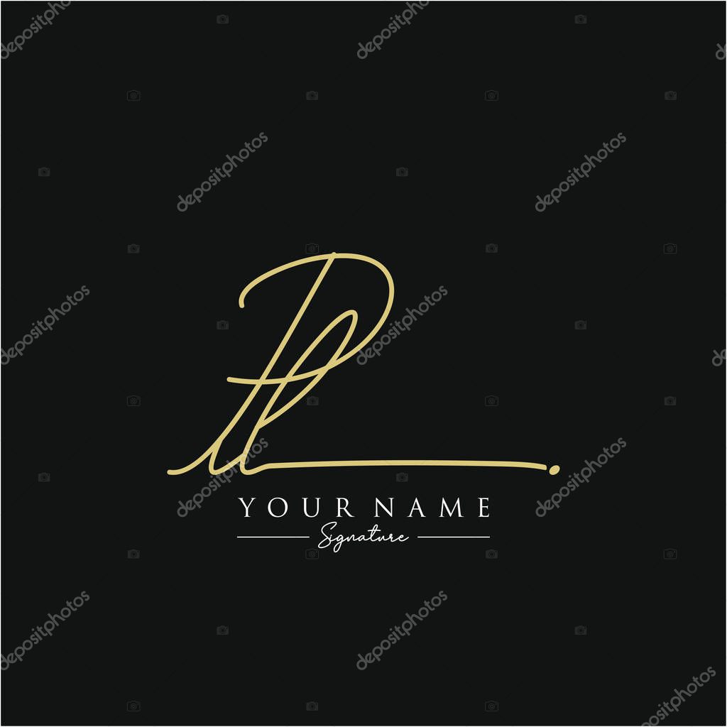 Letter PL Signature Logo Template Vector