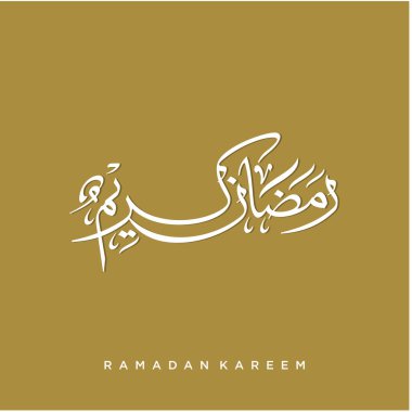 Ramazan Kareem tebrik kartı. Sosyal medya Ramadhan Mübarek 'in şablonunu gönderdi. Tercümesi: Mutlu Ramazanlar. Müslümanlar için bir aylık oruç. Arapça Kaligrafi. Vektör İllüstrasyonu