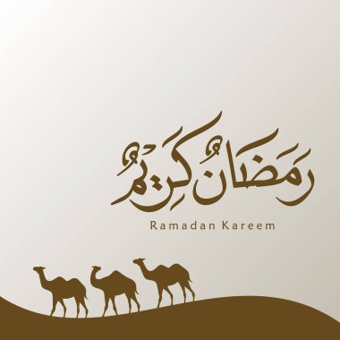 Ramadan Kareem Greeting Card. Social Media post template Ramadhan Mubarak. Translated: Happy & Holy Ramadan. Month of fasting for Muslims. Arabic Calligraphy. Vector Illustration clipart