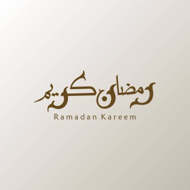 Ramazan Kareem tebrik kartı. Sosyal medya Ramadhan Mübarek 'in şablonunu gönderdi. Tercümesi: Mutlu Ramazanlar. Müslümanlar için bir aylık oruç. Arapça Kaligrafi. Vektör İllüstrasyonu