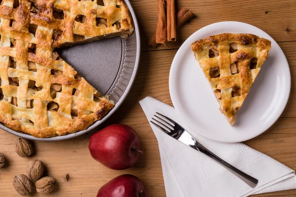 Fetta di torta di mele — Foto Stock