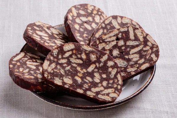 Salame de biscoito de chocolate — Fotografia de Stock