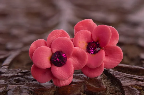 Flower shaped earrings — Stock Photo, Image