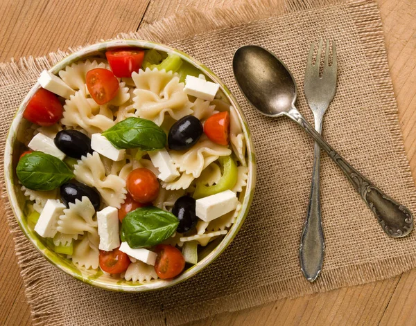 Rustic farfalle salad — Stock Photo, Image