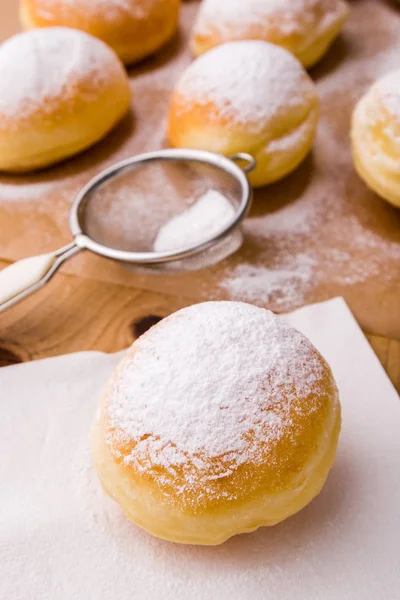 Homemade donut with powder sugar — Stock Photo, Image