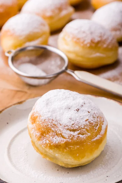 Homemade donut with powder sugar — Stock Photo, Image