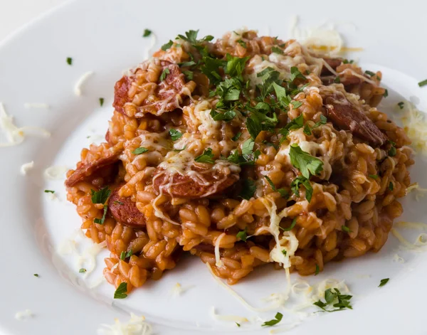 Chorizo risotto ile domates