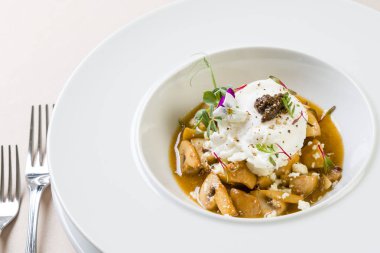 mantar ile haşlanmış yumurta karışımı