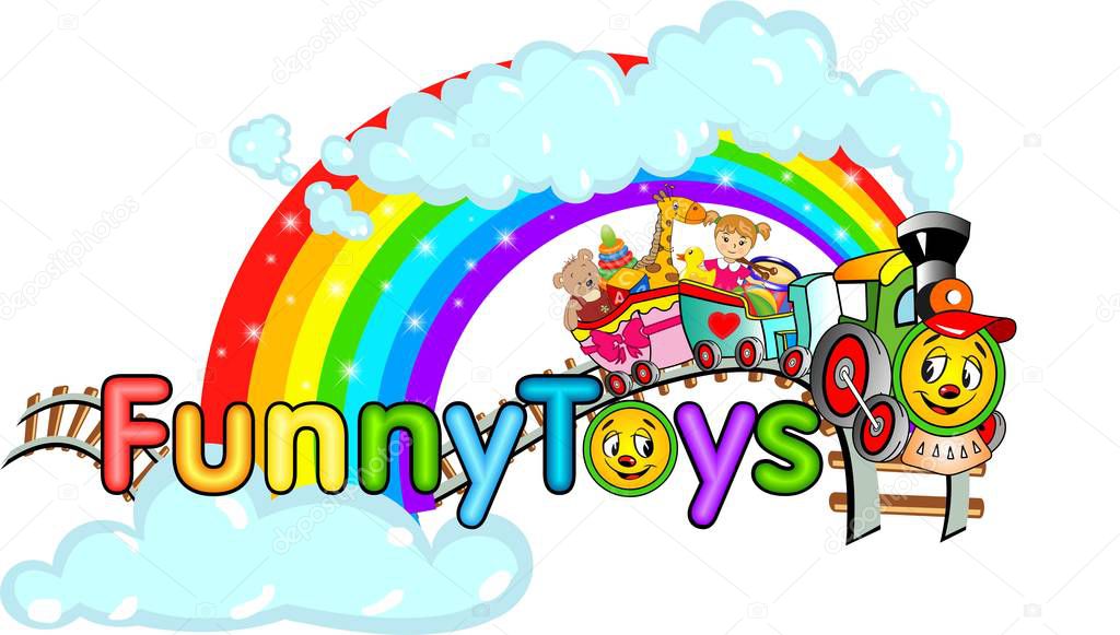 Toy magic train with rainbow